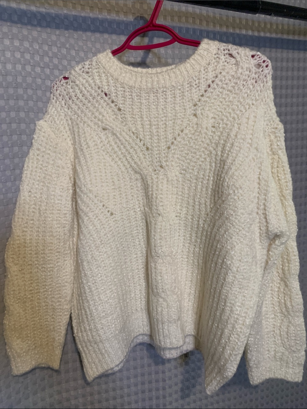 Classic Cream Crewneck Cable Knit Sweater